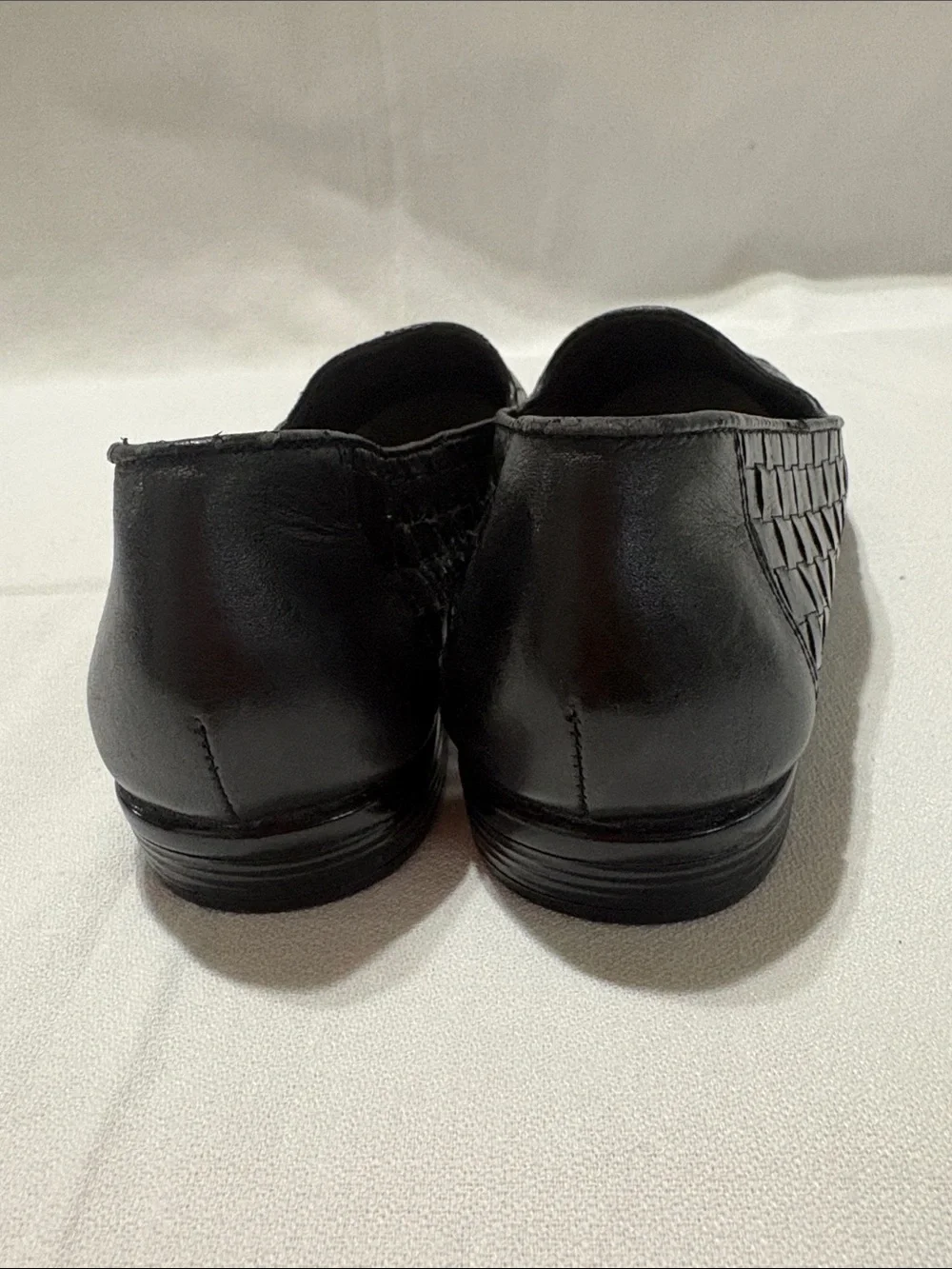 Trotters Black Woven Leather Slip-On Flats